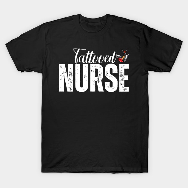 Tattooed Nurse With Small Red & Black Swallow T-Shirt by jackofdreams22